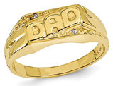 10K Yellow Gold Polished Men's DAD Ring with Etched Edges (SIZE 10)